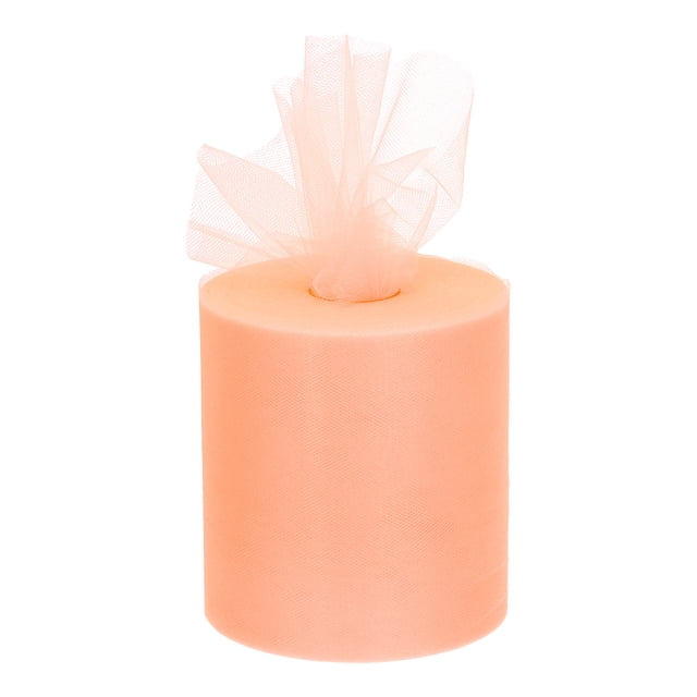 Unique Bargains 200 Yards Tulle Ribbon Rolls Netting Fabric Spools 6' Light Orange for Christmas Wrapping Wedding DIY