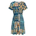 thumbnail image 4 of Traditional Ornate Portuguese Pattern Dress Summer Street Style Dresses Female Short Sleeve Printed Sundress, 4 of 7