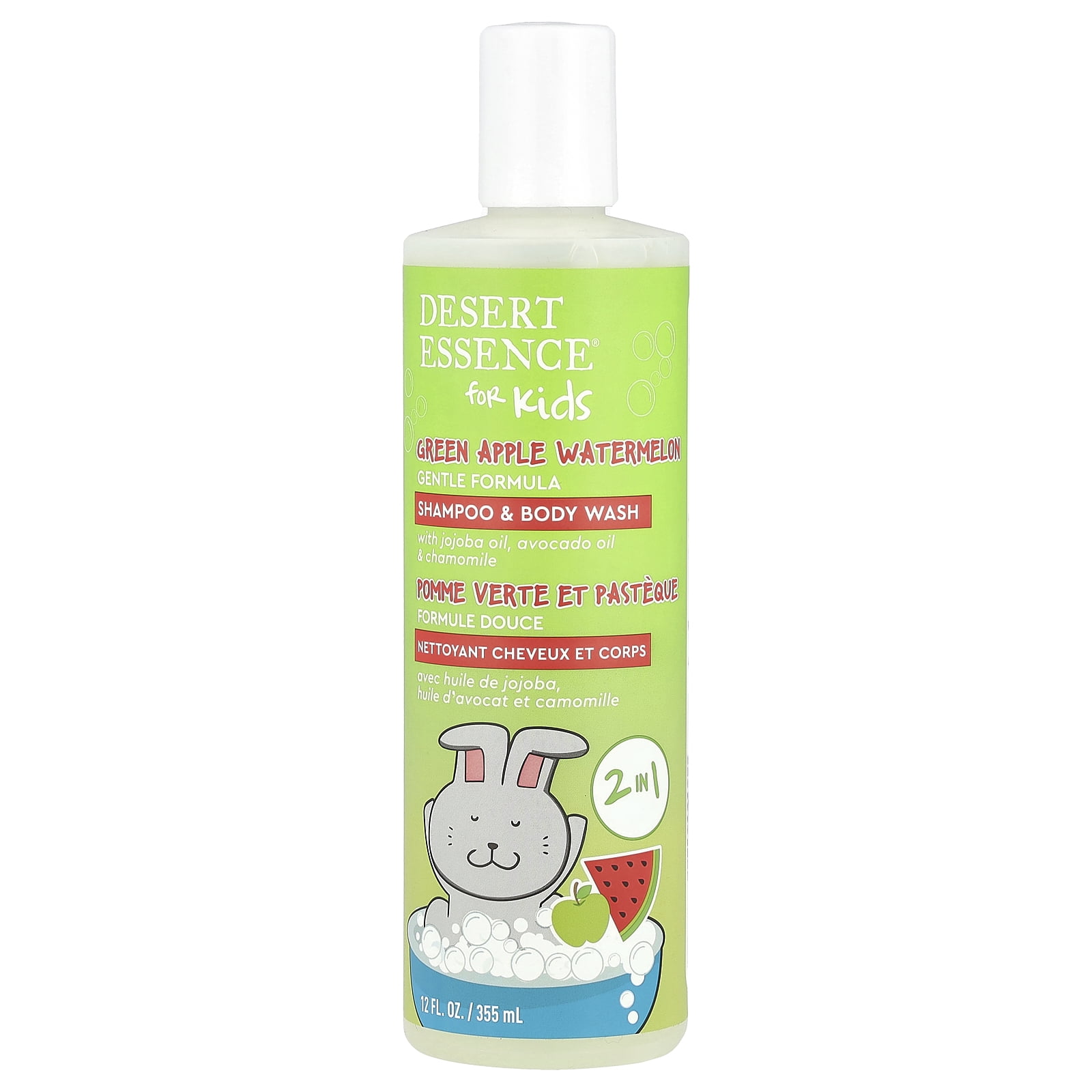 Desert Essence Kids, Shampoo & Body Wash, Green Apple Watermelon , 12 fl oz (355 ml)