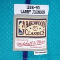 thumbnail image 4 of Men's Mitchell & Ness Larry Johnson Teal/Purple Charlotte Hornets Hardwood Classics 1992/93 Split Swingman Jersey, 4 of 4