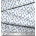 thumbnail image 3 of Soimoi Blue Cotton Duck Fabric Pecan Leaves Printed Fabric 1 Yard 42 Inch Wide, 3 of 3