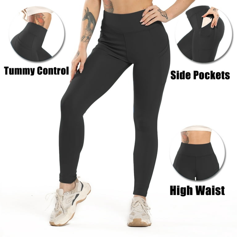 GetUSCart- 2 Pack High Waist Yoga Pants, Pocket Yoga Pants Tummy
