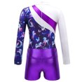 thumbnail image 4 of ZDHoor Girls Gymnastics Leotards Long Sleeve with Shorts Outfits Sparkle Dancewear Bodysuit Purple 6, 4 of 6