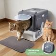 thumbnail image 2 of Enclosed Stainless Steel Cat Litter Box with Lid, Deep Pan Cat Litter Box with Scoop, Odor-Controlled Cat Toilet for Indoor Cats, 2 of 7