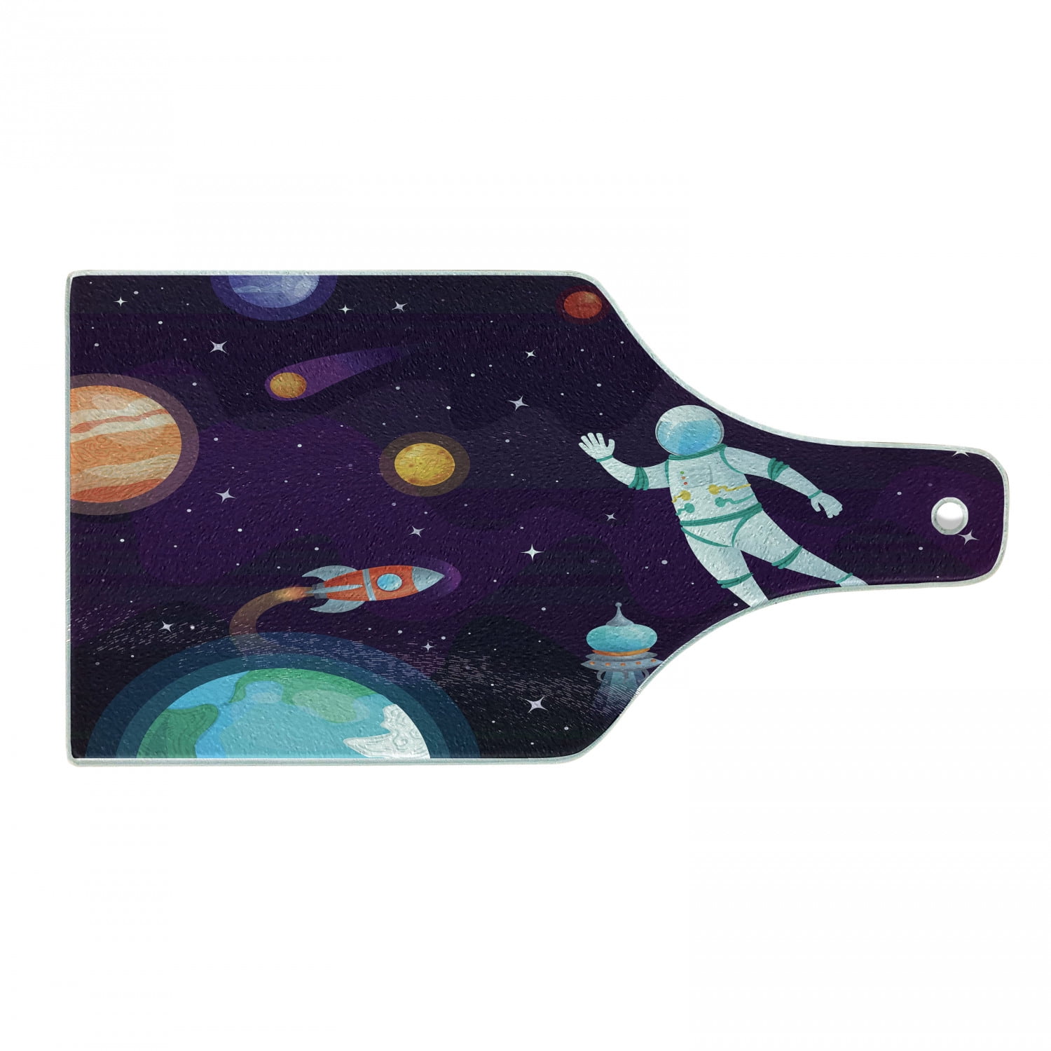 Astronaut in Space Dark Purple Tempered Glass Cutting Board