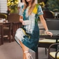 thumbnail image 3 of Easygdp Abstract Brushstrokes Green Blue para Vestido Transpirable de Mujer, Vestido Suelto de Manga Corta con Pliegues y Bolsillos para el Verano, 3 of 6