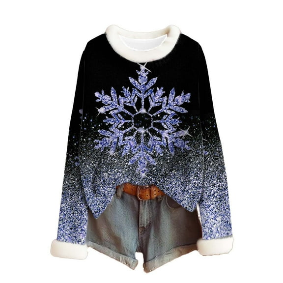 yardsong 2025 Holiday Women Xmas Sweater - Boat Neck Long Sleeve Imitation Knit Ugly Christmas Pullover Purple,XL