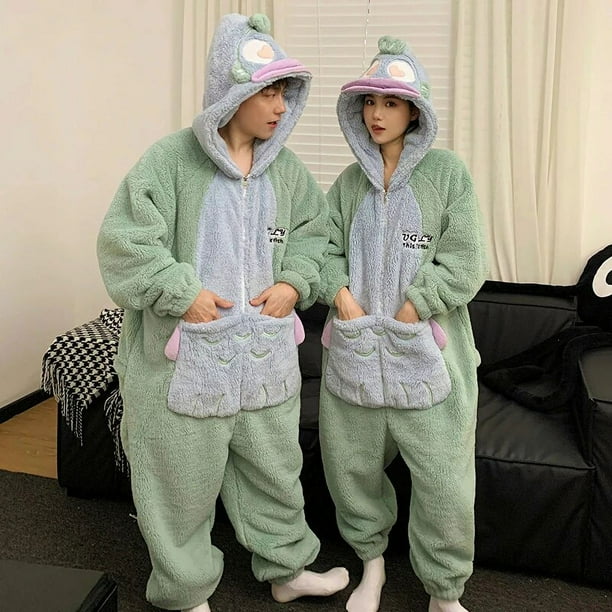 Kigurumis Pijama de lana de Coral para hombre y mujer ropa de dormir mono de dibujos animados suave calido grueso Invierno Bodega Aurrera en linea
