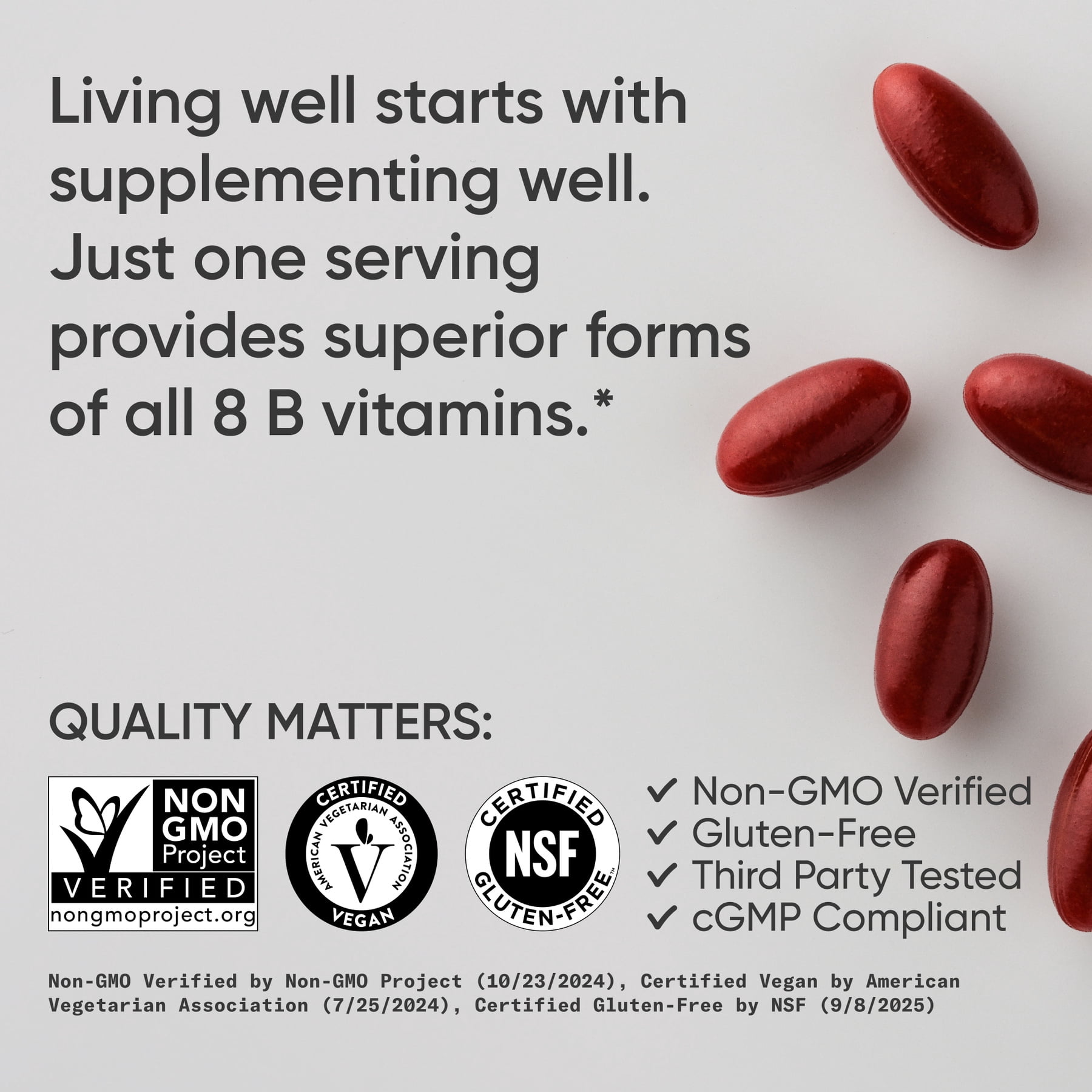 Sports Research® Vitamin B-Complex - Full Spectrum of B Vitamins with Methylated B12 & Folate - Gluten Free ·  Plant-Based · Non-GMO · Vegan-Friendly Formula - 120 Veggie Softgels
