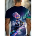 thumbnail image 2 of High-quality men's 3D T-shirt with bright train and aurora design, suitable for casual wear in the restaurant or living room, soft fabric, durable structure, comfortable fit, 2 of 6