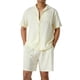 thumbnail image 2 of Sunloudy Conjunto de traje de 2 piezas para hombre, camisa de manga corta con cuello vuelto de color sólido + pantalones cortos para el verano Sunloudy  S/M/L/XL/XXL, 2 of 9