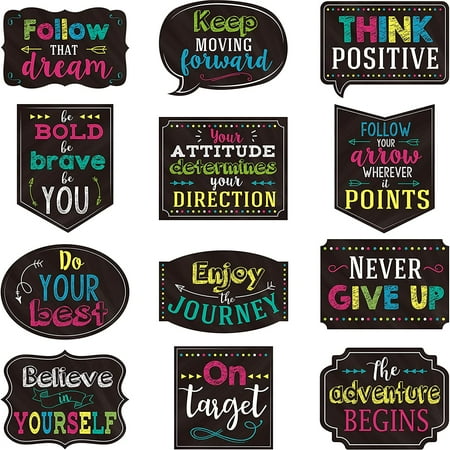 12 Pieces Chalkboard Bright Positive Sayings Motivational Classroom ...