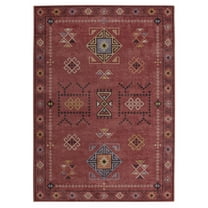 Linon Dillon Austin Red and Cream 5' X 7' Area Rug