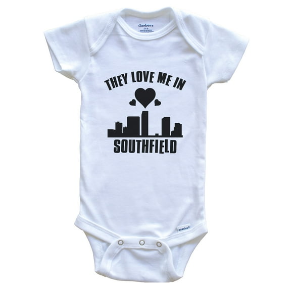 They Love Me in Southfield Michigan Hearts Skyline Baby Bodysuit, 0-3 months white