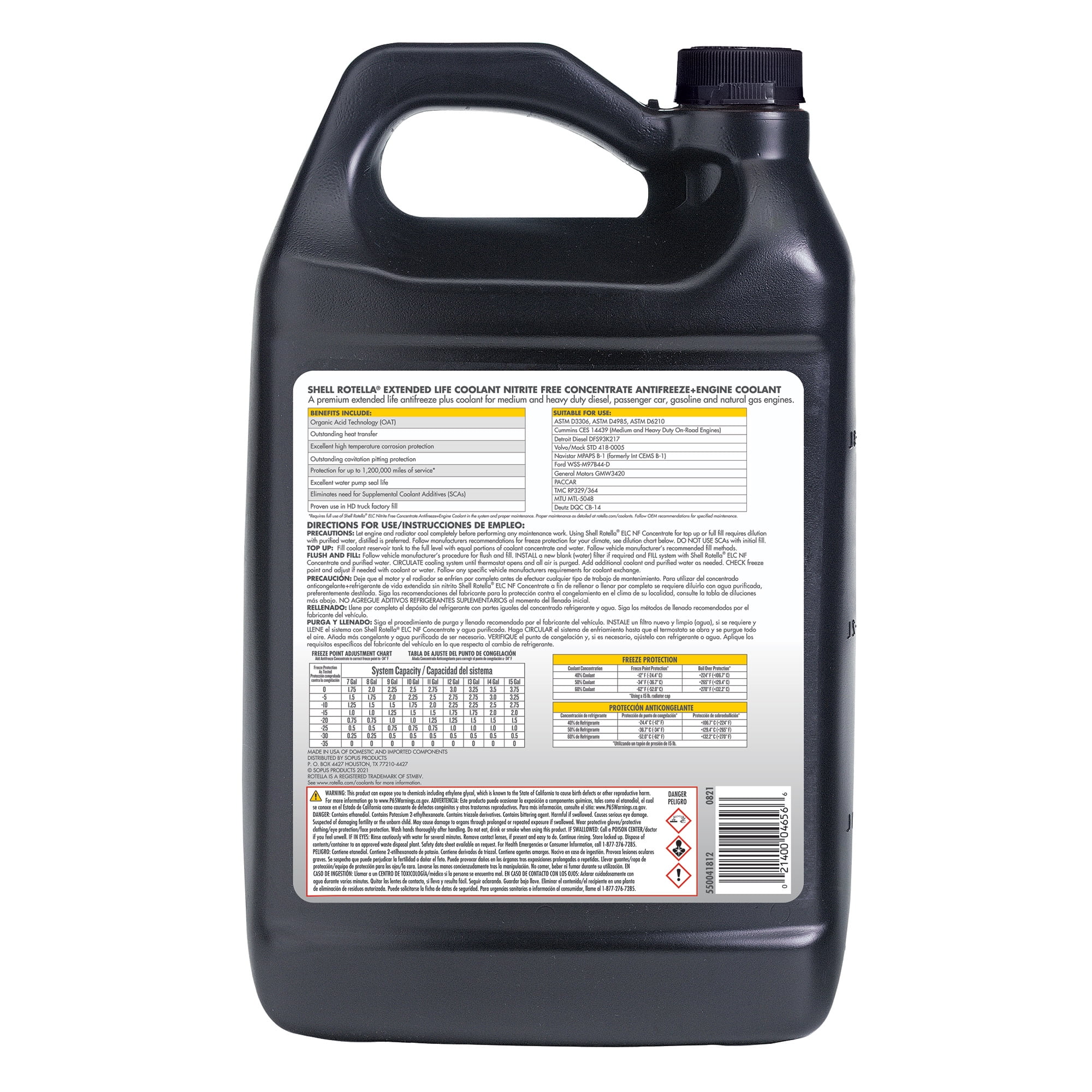 Shell Rotella Nitrite-Free Extended Life ELC Anti-Freeze + Coolant, Concentrate, 1 Gallon