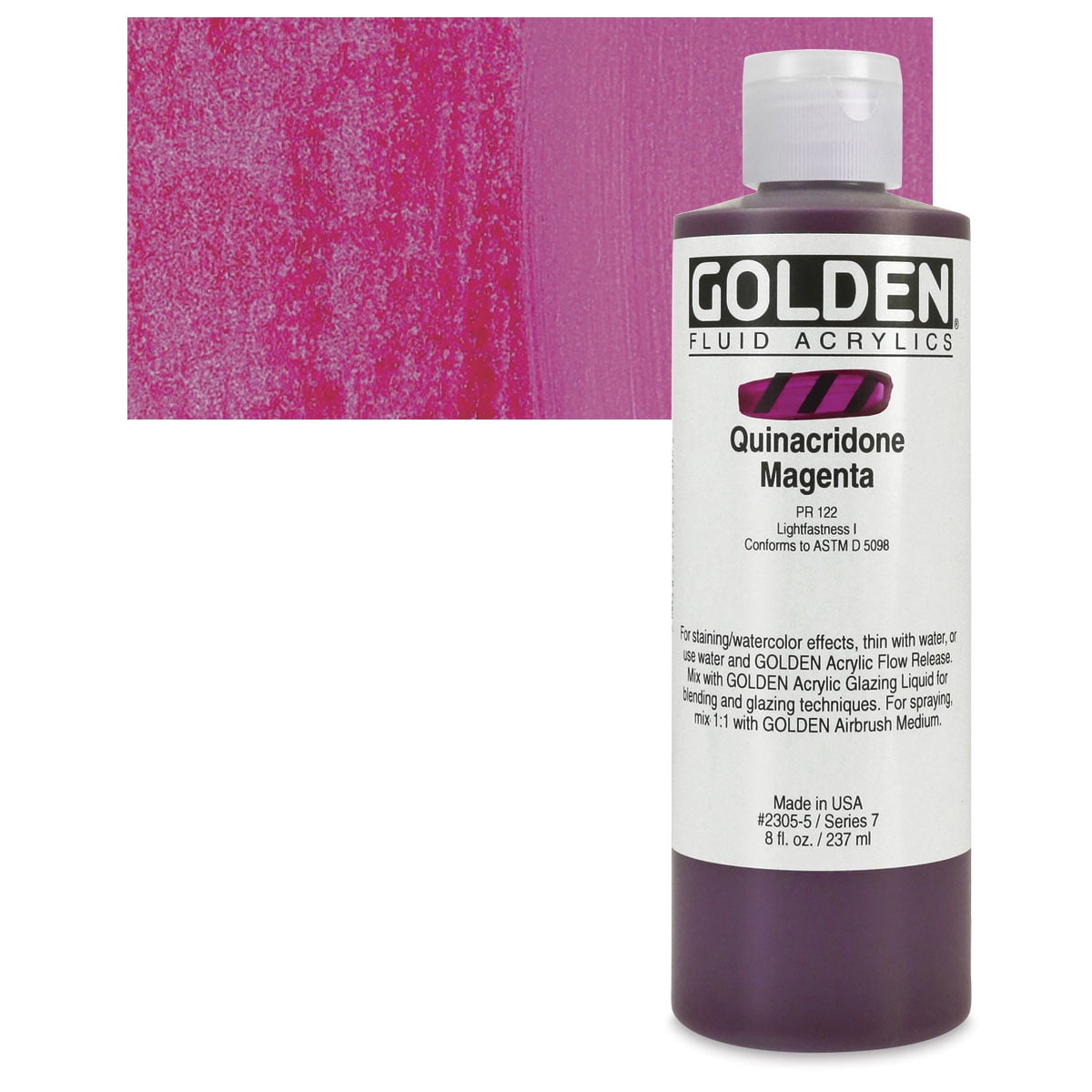 Golden� Fluid Acrylic, 8 oz., Quinacridone Magenta