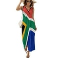 thumbnail image 2 of South African Flag Womens Night Club Maxi Dress V Neck Sleeveless Bohemia Long Dresses, 2 of 9
