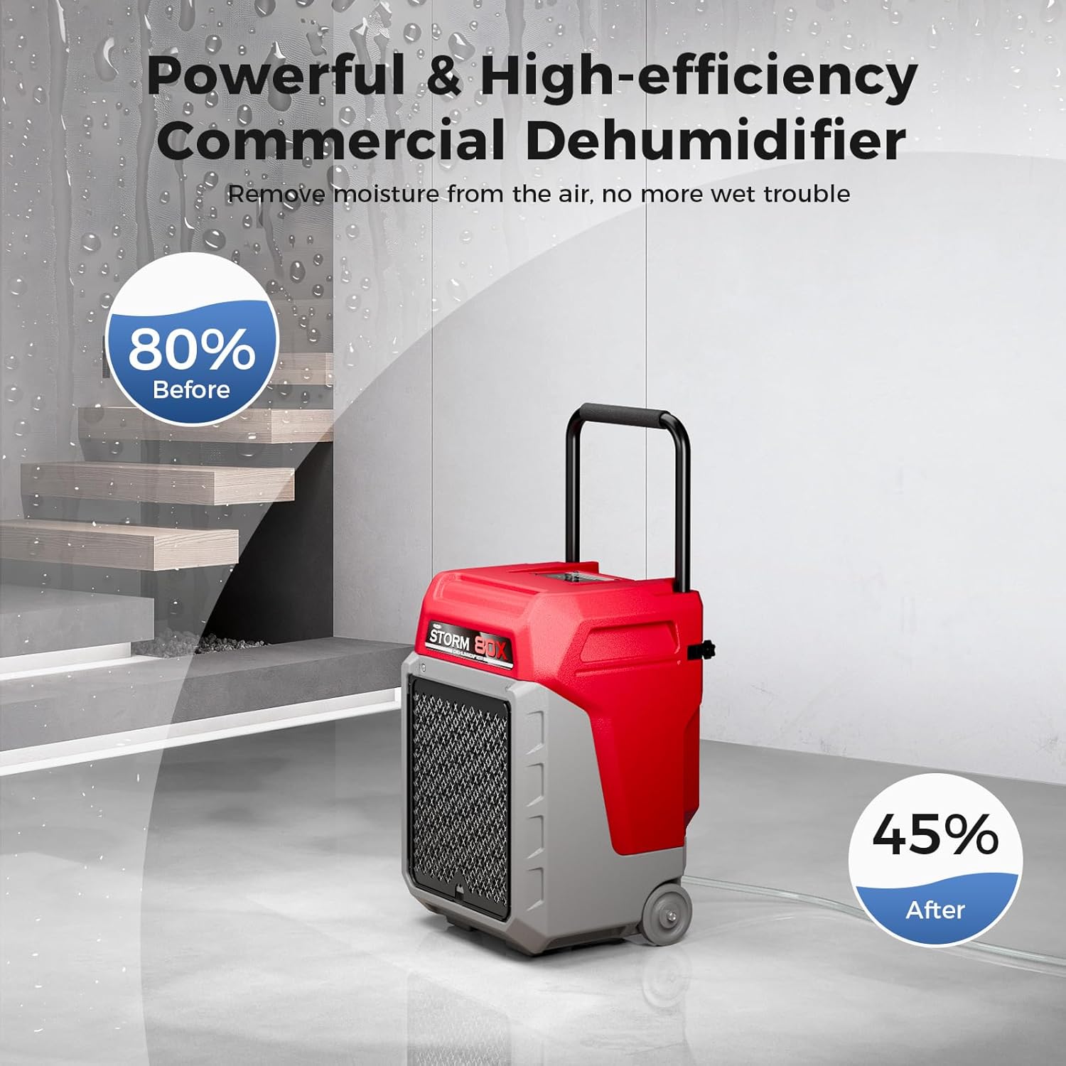 ALORAIR  Commercial Dehumidifier 170 Pints LGR Dehumidifier with Pump & Drain Hose, Portable Insutrial Dehumidifier for Basments, Home, Job Sites, Fit for 2,100 Sq.Ft Space with Wheels