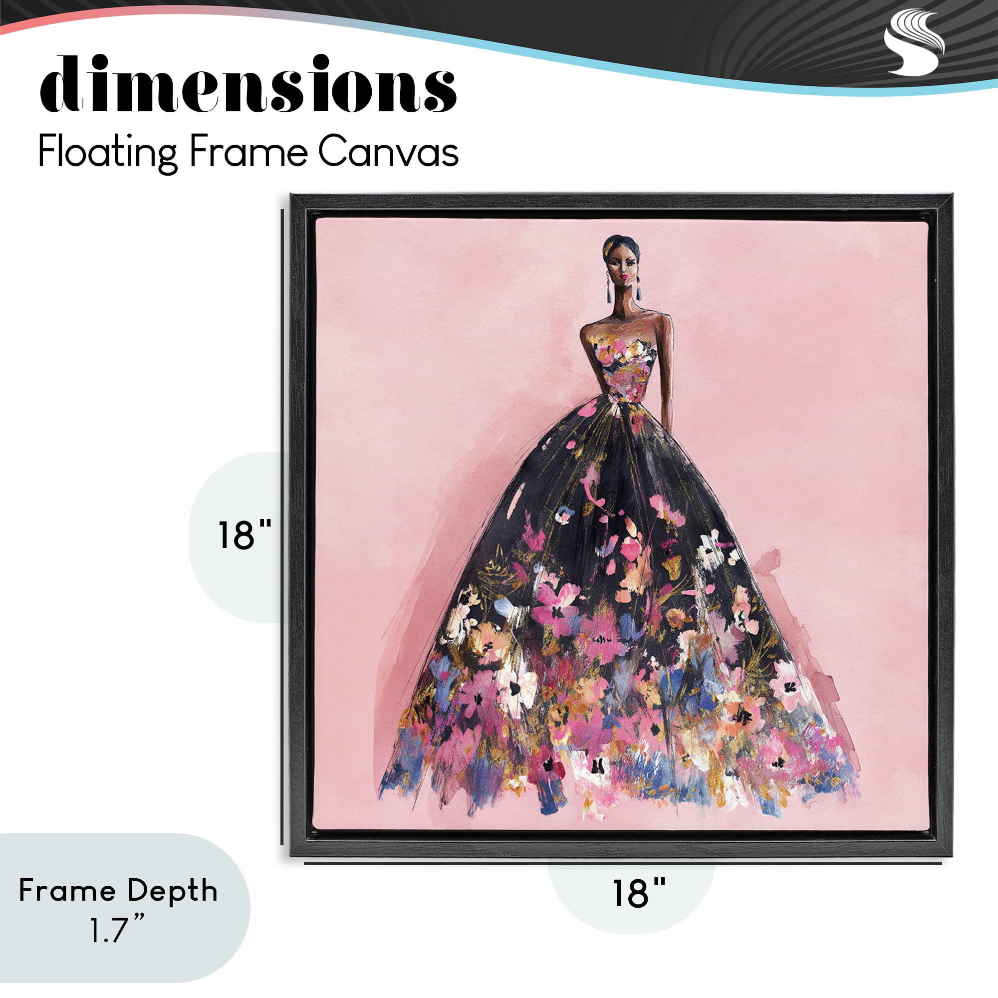 Stupell Industries Floral Reverie Gown Black Framed Floater Canvas Wall Art, design by Svetlana Aleynikova