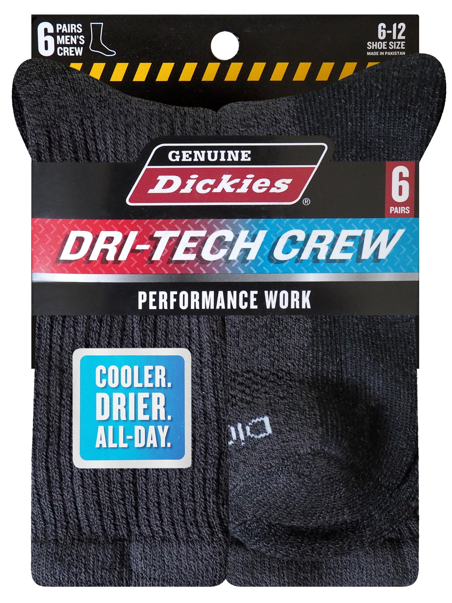 (2 pack) Genuine Dickies Men's Dri-Tech Crew Socks, 6-Pack