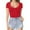 Red, variant on Women Jumpsuit Round Neck Short Sleeve Bodysuit Sexy Basic Solid Color Casual Rompers