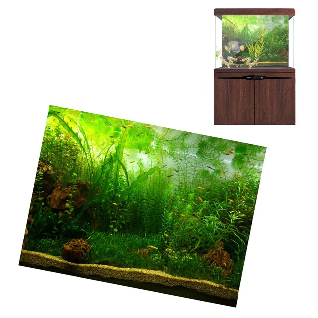 Aquarium Background Poster,Water Grass Style Aquarium Fish Background Poster Sticker Thicken PVC Adhesive Static Cling Backdrop Decorative Decorations Paper