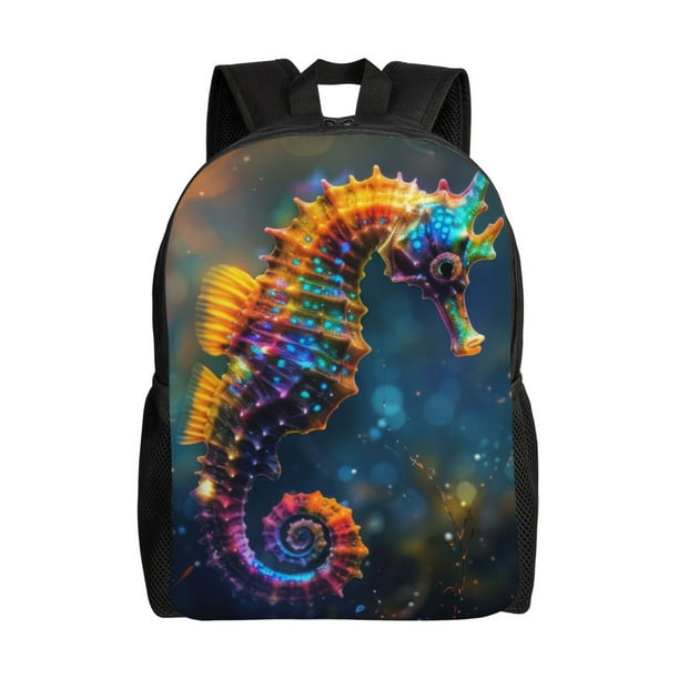 Balery Neon Seahorse Underwater Realm Mochila - Mochila Estilosa y Duradera para Laptop de 15 Pulgadas con Tela Oxford Impermeable
