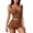Brown, variant on Women Ruffle Strap Ribbed Cami and Shorts Sweet Cute Casual Home Sleep Two Piece Pajama Set