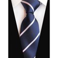 thumbnail image 5 of QCWQMYL Men's Tie Navy Blue White Striped Ties for Men Formal Neckties Business Jacquard Polyester, 5 of 6