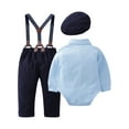 thumbnail image 2 of Infant Baby Boy Clothes Suit Wedding Formal Dress Shirt Suspender Pants Bowtie Hat Outfit 0-18 Month, 2 of 16