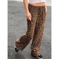 thumbnail image 6 of Aojekbee Women Wide-Leg Pants Stripe/Zebra Pattern/Leopard Print Drawstring Elastic Waist Trousers Spring Summer Casual Sweatpants, 6 of 9