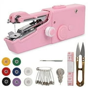 Handheld Sewing Machine, 22 Pcs Mini Portable Cordless Sewing, Household Quick Repairing Tool with Conventional Kit, for Fabric Cloth Handicrafts Home Travel Use (Pink)