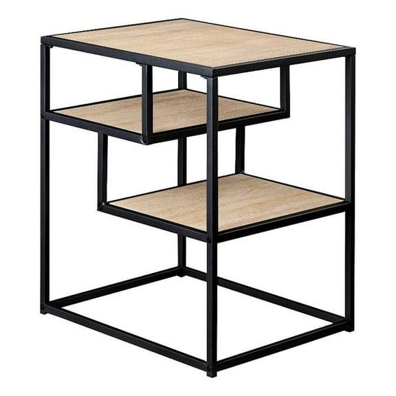 Pemberly Row 16" Contemporary Metal and Wood Side Table - Oak