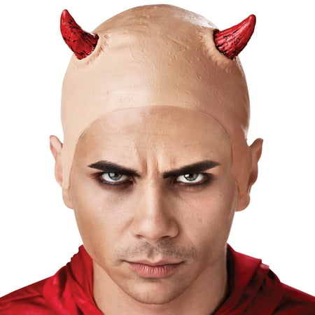 Seasons Evil Devil's Horns Costume Bald Cap, Beige Red,