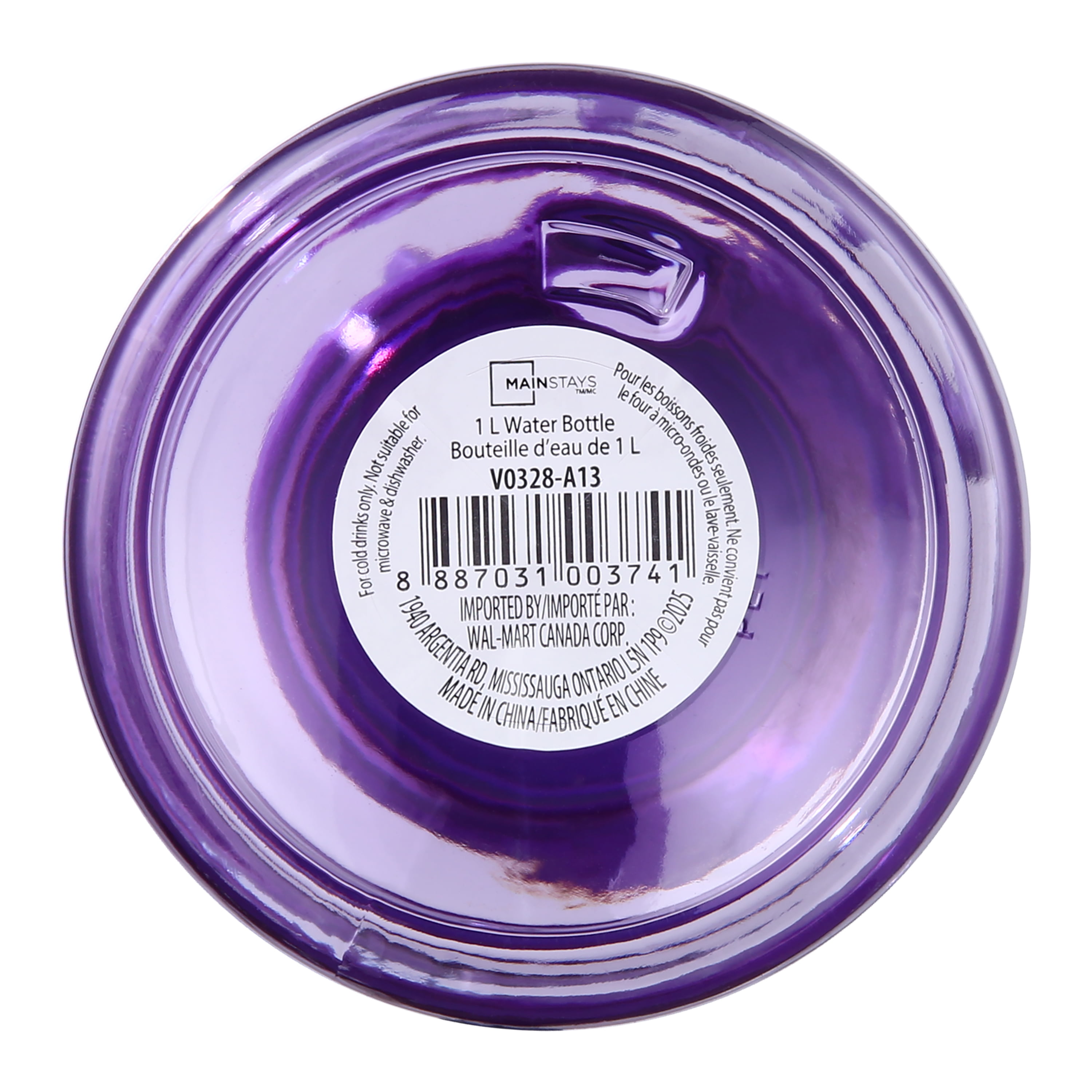 Mainstays 34oz Purple Plastic Wide Mouth Sports Water Bottle with Twist Top Lid, MS Black Sports Bottle