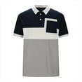 thumbnail image 4 of Mens Short Sleeve Polo Shirts Two-Tone Collared Tops Waffle Patchwork Blouse T Shirts Comfy Shirt Business Trendy Outfits Summer Short Sleeves Clothing, 4 of 5