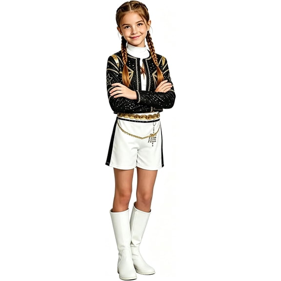 LumiFest G'irl's Stage Performance Outfits, Popular Singer Idol Group Halloween Cosplay Outfits, 3D Printed Jacket Tank Top Shorts Set, Fancy Dress Costume for Halloween Role Play Dress Up