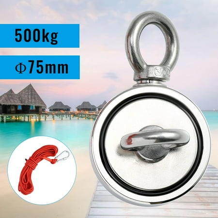 

Preenex Double Side Magnet Fishing Kit 75mm 500kg Magnet Fishing with Eyebolt Strong Powerful Neodymium Fishing Magnet with 10m Rope for Magnet Fishing and Salvage in River (500KG)