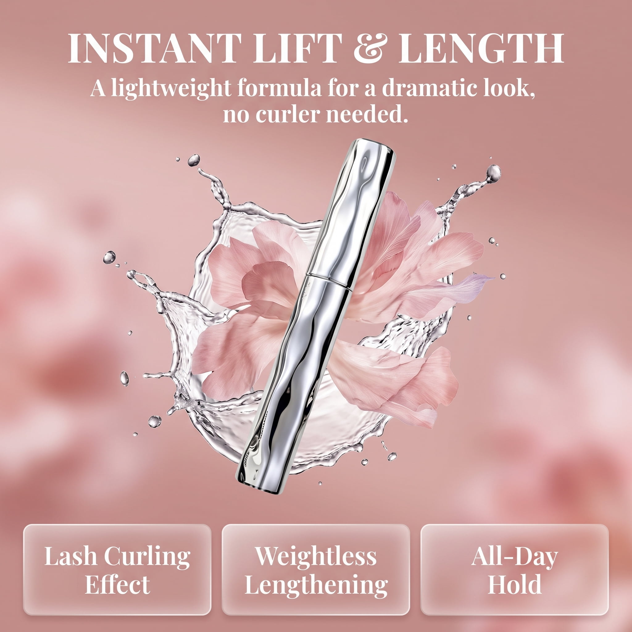 Zonoroy Volumizing Waterproof Mascara – Curling Silver Stick, Lengthening Fiber Formula, Smudge-Proof & Sweat-Proof for All-Day Wear(black 1PC)