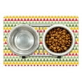 thumbnail image 1 of Retro Pet Mat for Food and Water, Colorful Triangles Sharp Edged Geometric Shapes in Horizontal Line, Non-Slip Rubber Mat for Dogs and Cats, 18" X 12", by Ambesonne, 1 of 2
