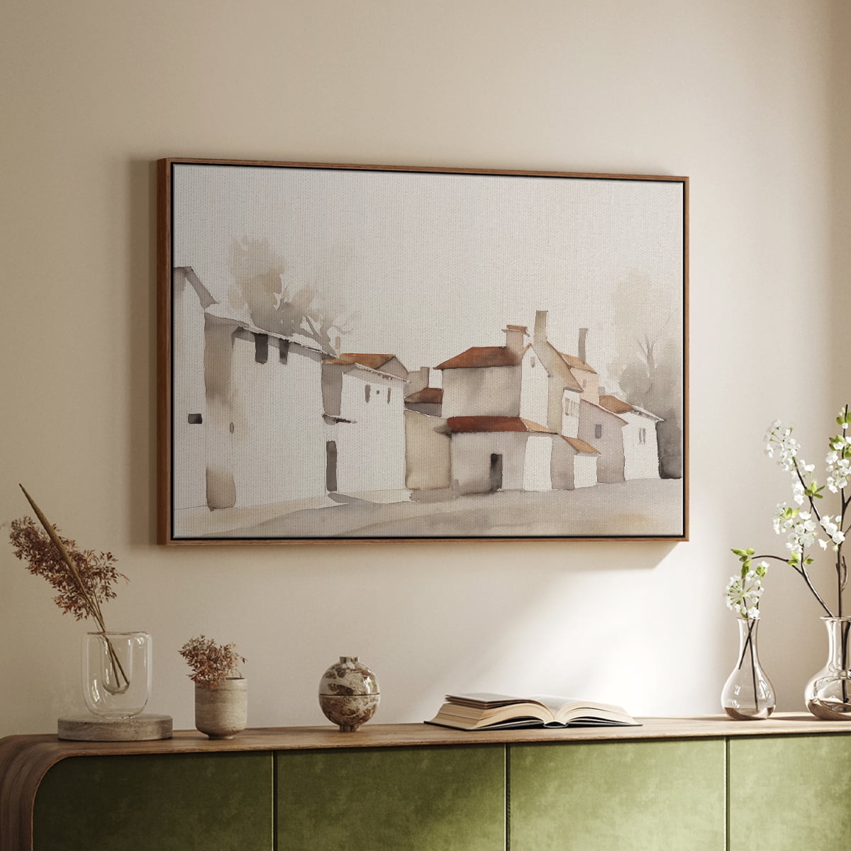 Vintage Landscape-XII By Wexford Home Framed in Walnut Wood Gallery Wrapped Canvas 17 in. x 25 in.