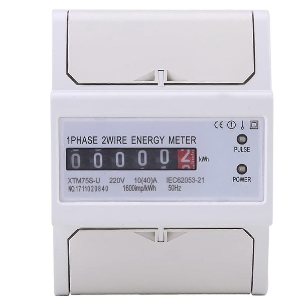 Compteur d'énergie électronique monophasé à 2 fils sur rail DIN, 10 (40) A