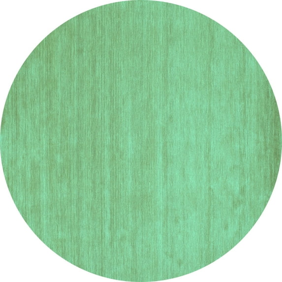 Ahgly Company Machine Washable Indoor Round Solid Turquoise Blue Modern Area Rugs, 6' Round