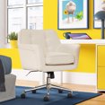 thumbnail image 6 of Serta Ashland Office Desk Chair, Button Tufted Mid-Back, Memory Foam Cushion, Chrome Swivel Base, Cream, 6 of 10