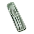 thumbnail image 2 of Wheat Straw Cutlery Set Modern Portable Fork Spoon Knife Tableware with Box for Office School Picnic Green, 2 of 10