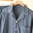 thumbnail image 4 of KyCheLot Mens Casual Pajamas Winter Fall Spring Button down Long Sleeve Shirts and Trousers Cotton Home Set, 4 of 7