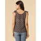 thumbnail image 5 of INSPIRE CHIC Blusa floral sin mangas de gasa con correa de decoración de pajarita sin mangas para mujer Negro S, 5 of 6