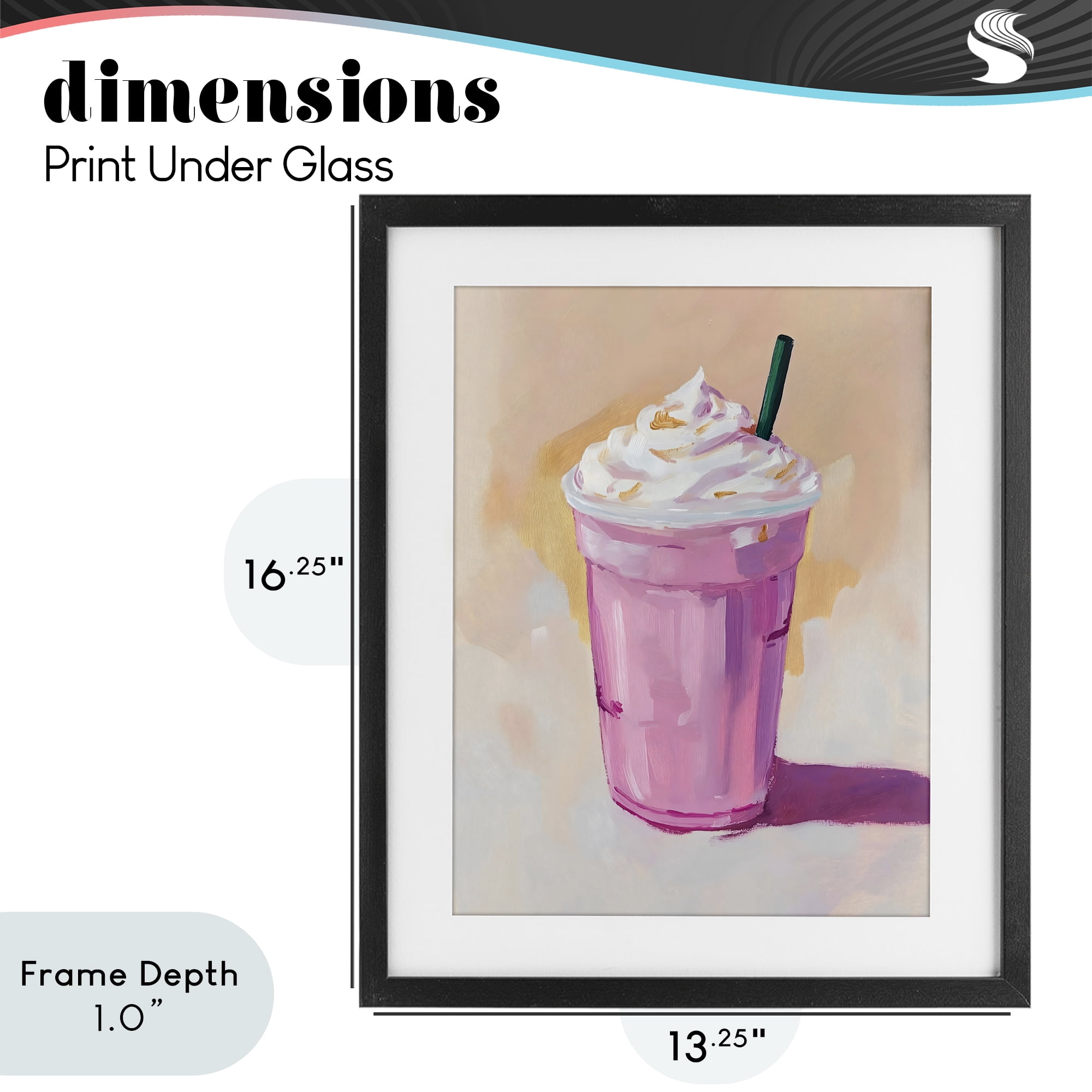 Stupell Industries Pink Strawberry Shake Black Framed Print Under Glass, design by The Prints Vibe