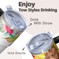 thumbnail image 4 of Sunflower 20oz Stainless Steel Tumbler with Handle and Straw – Insulated Travel Cup with Sliding Lid, 360° Full Wrap Printed Mug for Home, Outdoor & Sports Use, Foral, 4 of 6