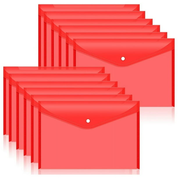12 Sobres De PláStico Para Documentos Con A PresióN Para Documentos De TamañO A4, Carpetas De Polietileno Para La Escuela Y ÚTiles Escolares A